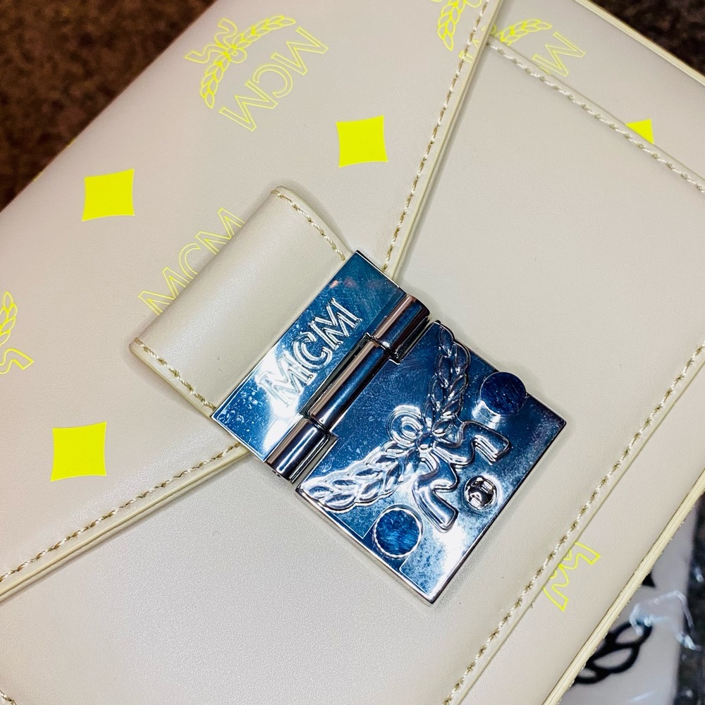 NEW! MCM Millie Yellow Small Color Splash Logo Leather Crossbody Bag - Picture 8 of 17